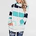 Womens Color Block Striped Sweatshirt Crewneck Long Sleeve Loose Pullover Tops Green