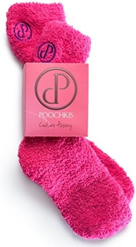 Poochkis Basic Luxury Plush Slipper Socks, Women's , Xoxo (Hot Pink)