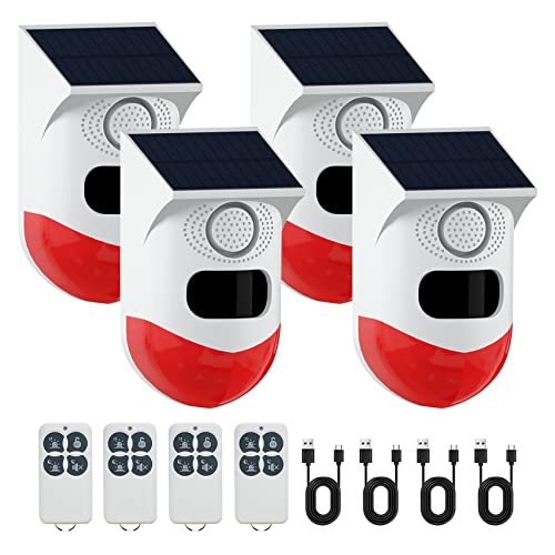 Photo 1 of ChunHee Solar Motion Sensor Alarm Outdoor,Adjustable Motion Detector Alarm,129dB Sound Security Siren Light IP67 Waterproof Strobe Light for Home,Farm,Barn,Villa,Yard(4 Pack)