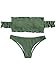 SweatyRocks Women's Sexy Bikini Set Solid Color Off Shoulder Bandeau Two Piece Swimsuit Green M