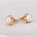 CosyBuy Jewelry 18K Gold Plated Earing with Dangle Hoop Golden Zircon Twist Pearl