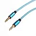 Glow-in-the-Dark Flashing 3.5mm Auxiliary Audio Cable - LED AUX Cable with Microphone for Headphones, iPhone, Speakers, Computer, Car Stereos and More (Blue)