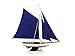 Hampton Nautical Wooden Bermuda Sloop Dark Blue Model Sailboat Decoration 17