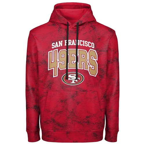 FOCO NFL Men's Officially Licensed Big Logo Wordmark Camo Performance Game Day Team Color Pullover Sweatshirt Hoodie - San Francisco 49ers - Red - (Large) at Amazon