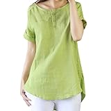 TOPUNDER 2018 Women Summer Tops Casual Short Sleeve Blouse Loose T Shirt Cotton Linen