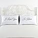 DasyFly His Hers Couples Pillowcases, White-i Love You/I Know, Standard Size, Cotton Material, Perfect for Wedding Anniversary, Long Distance Relationships, Valentine's Day, Christmas