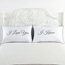 Falling in Love Couples Pillowcases Wedding, Anniversary,V-day,Christmas, Romantic Gift Idea for Him or Her ,Cute lovers of pillowcase Set:I Love You,I Know