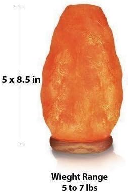 Natural Himalayan Rock Salt Lamp 6-7 lbs with Wood Base,UL Approved Electric Wire, with Dimmer & Bulb