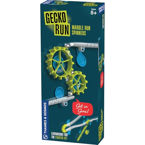 Gecko Run Marble Run Spinners Expansion Pack by Thames & Kosmos – Extra Stunt for Vertical Marble Run Starter Set; Fast, No-Mess Setup with Residue-Free Nano-Adhesive Pads for Hours of Creative Play