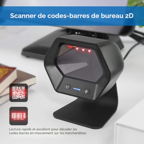 NETUM 1D 2D QR - USB Handsfree Presentation Scanner - Wired Omnidirectional Barcode Reader for Mobile Payment - Computer Screen Scanner NT-7060
