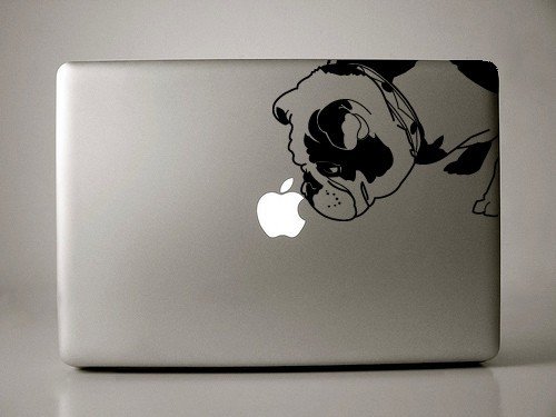 Brit the English Bulldog - Black - Decal for 13" Macbook