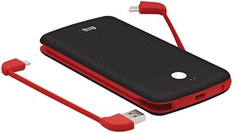 TONV 10000mah External Battery Perfect 2.0 Palm-Sized Power Banks Portable Charger Pack Built-in Type C and Micro USB Cable for iPhone Samsung Huawei Android Cell Phones (BLACK)