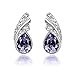 MAFMO Bridal Water Drop Jewelry Set Crystal Pendant Necklace Bracelet Stud Earrings (Purple)