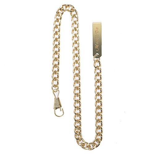 ManChDa Antique Stainless Steel Chain for Pocket Watch Gold-Plated 14Inch - Thumbnail 5