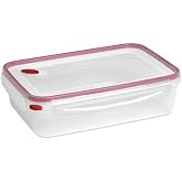 Sterilite Food Storage Container Ultra-Seal Clear Rectangular 16 Cup, Rocket Red Trim
