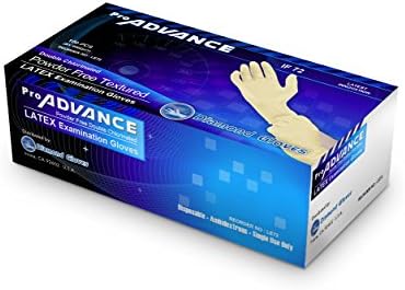 Diamond Gloves Pro Advance Double Chlorinated Powder-Free Textured Latex Examination Gloves, Heavy Duty, Medium, 100 Count