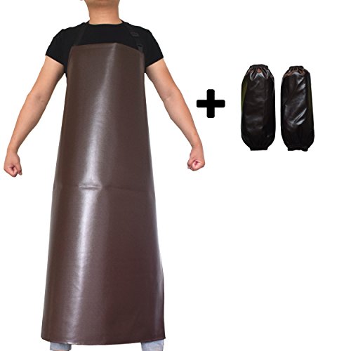 Ulove Prs Protective Work Aprons, Waterproof Aprons for Adults with Neck Adjustable Ultra Lightweight, Utility Apron,Water and Oil Resistant (Coffee)