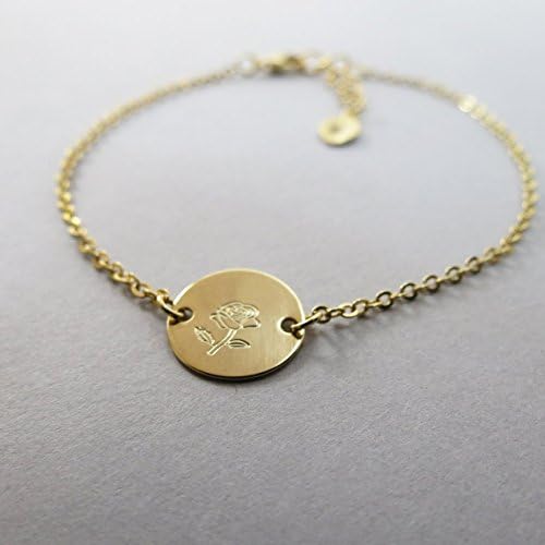 Delicate Rose Flower Disk Bracelet Mothers Day Bracelet Gift Idea Flower Girl Delicate Chain Custom Made Rose Bracelet for Women