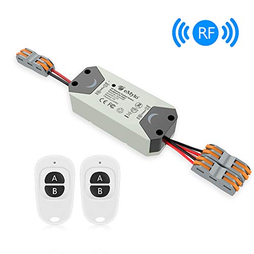 Smart RF Relay Switch eMylo Wireless Remote Control Switch DC 12V RF Receiver 433Mhz Relay Module Home Automation with Two Transmitters Two Channels 1 Pack