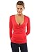 PattyBoutik V Neck Ruched 3/4 Sleeve Double Layers Blouse (Red S)