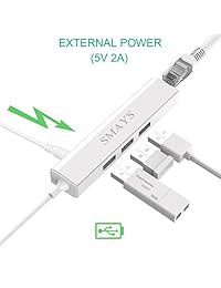 Micro USB adaptador LAN con 3 Port USB 2.0 Hub Blanco para la transmisión de TV Dispositivo