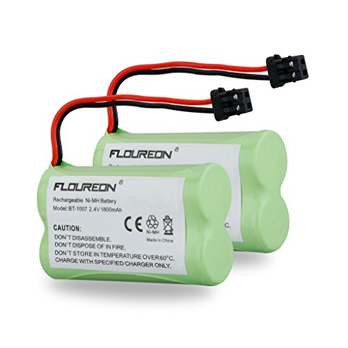 FLOUREON 2Packs 2.4V 1800mAh Cordless Phone Batteries Replacement Handset Phone Batteries for Uniden BT-1007 BT1007 BT-904 BT904 BBTY0707001