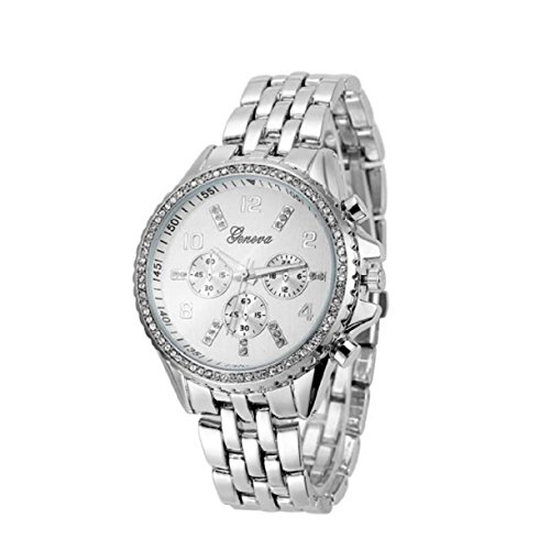 Lookatool Fashion Classic Luxury Stainless Steel Quartz Analog Wrist Watch (! Silver)