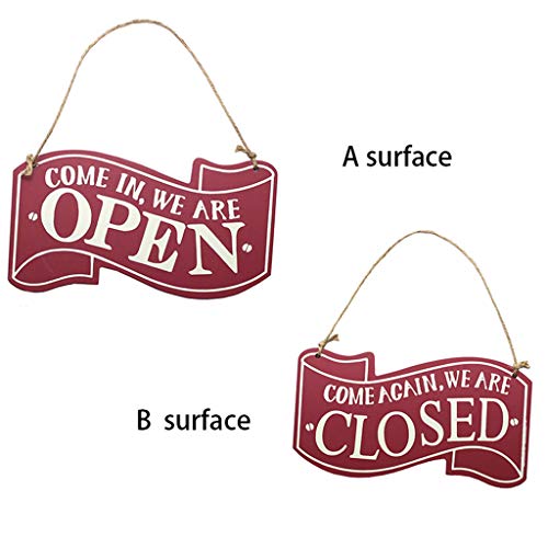 GKanMore Wooden Open Closed Sign Double Sided Wood Door Plaque Hanging Sign for Home Store Business