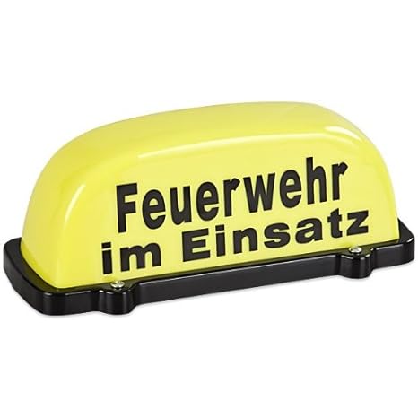 Dachaufsetzer Feuerwehr im Einsatz TÜV geprüft bis 130km/h - Dachschild gelb mit schwarzer Schrift