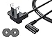 [UL Listed] Pwr+ IEC-60320 IEC320 C7 to NEMA 1-15P Short 3Ft 2 Prong AC Wall Cable 2 Slot Power Cord L-Type for LED LCD TV, Samsung, LG, Sharp; Canon Pixma, HP Brother Epson Printer, PS2 PS3 Slim PS4, Apple TV, Sonos PLAYBAR, Yamaha Sound Bar, Dell Asus Gateway Toshiba Laptop Charger