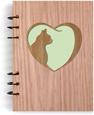 Love Heart cats Handmade Art Wood Notebook Refillable Diary Sketchbook Daily Notepad Notebook Cover Wood Journal Gifts