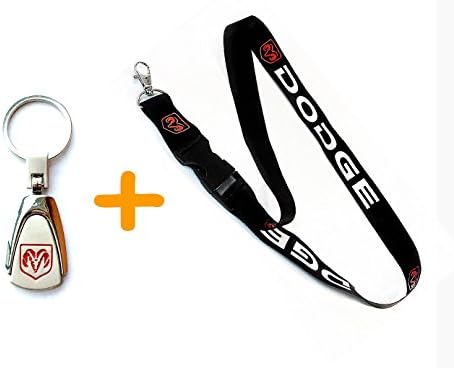 2 in 1 Bundle DODGE SILVER Keychain & DODGE BLACK Lanyard