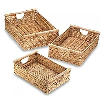 Zings & Thingz 57073450 Braided Hyacinth Nesting Basket Trio, Brown