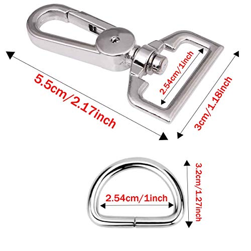 Swivel Lobster Clasps Clips Lanyard Snap Hook and Metal D Ring Semi-Circular D Ring for Handbag Bags Cat Dog Collar Buckles Ring Hand DIY Accessories Hardware Craft