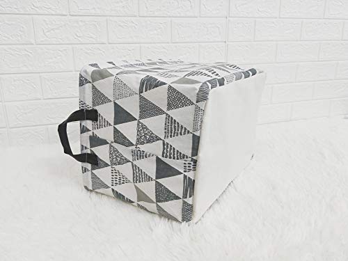 TIBAOLOVER Square Natural Linen & Cotton Fabric Storage Bin Handles organizing Kids Toy/Playroom Organization/Toy Bin/Closet/Shelf Baskets/Baby Hamper (Triangle Pattern-Grey)