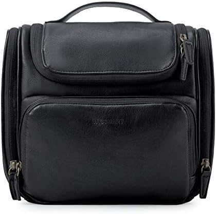 Toiletry Bag, BAGSMART Hanging Leather Toiletry Kit Large Women Mens Travel Organizer Water-resistant for Full Sized Container, Toiletries, Brushes Shaving(Black) 1 Toiletry Bag, BAGSMART Hanging Leather Toiletry Kit Large Women Mens Travel Organizer Water-resistant for Full Sized Container, Toiletries, Brushes Shaving(Black)