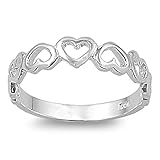 Sterling Silver Women's Cutout Heart Ring (Sizes 3-12)