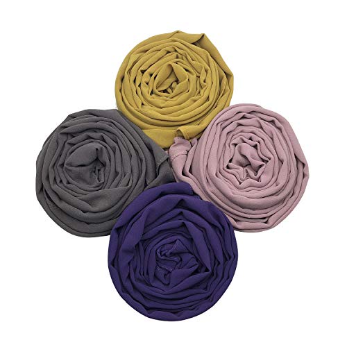 MANSHU 4 PCS Women Soft Chiffon Scarves Shawl Long Scarf Wrap Scarves C Series