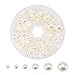 PandaHall Elite About 690 Pcs Beige Flat Back Half Round Pearl Cabochon Diameter 4-12mm for Nail Craft DIY Decoration