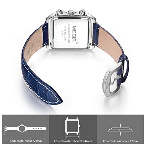 MEGIR-Mens-Business-Analog-Chronograph-Luminous-Rectangle-Quartz-Watch-with-Stylish-Leather-Strap-for-Sport-Work