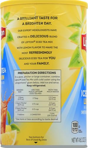 LIPTON LEMON POWDERED ICED TEA, SWEETENED, MAKES 28 QUARTS