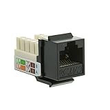 SkuBros Cat5e Keystone Jack, Black, RJ45 Female to 110 Punch Down - Inline UTP Lan Modular Patch Stand Punch Down Panel