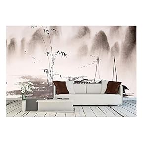 Chinese Landscape Ink Painting - Removable Wall Mural | Self-Adhesive Large Wallpaper - 66x96 inches