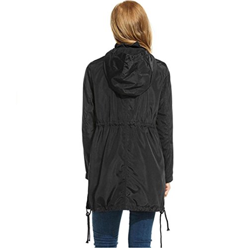 Women Coat, Gillberry Women Rain Jacket Waterproof Hooded Zip Lightweight Trench Coat Windbreaker (Black, S)