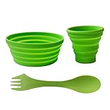 Ecoart Silicone Collapsible Bowl Cup Set with Spork