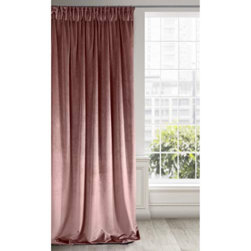 Eurofirany Soft Plain Opaque Velvet Curtain with Rufflette Tape For Rail - 1 Unit, Thick Fluffy Panel Drape Classic Glamour Elegant Living Room Bedroom, W55 x L106, 140x270 cm, Dark Pink