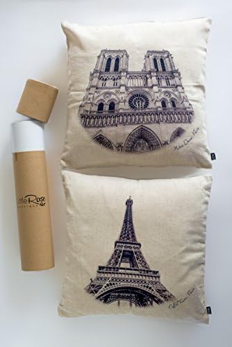 18" x 18" French Paris Theme Luxury Designer Quality Cushion Covers/Scatter Throw Pillows 2 Pcs (Set of 2) in Gift Tube