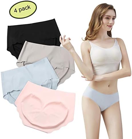 Underwear Women's Smooth Hipster Invisible Seamless Brief Silk No Show Panties Mid Rise