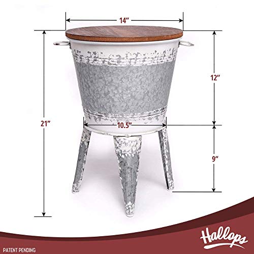 Hallops Farmhouse Accent Side Table Galvanized Rustic Coffee Table