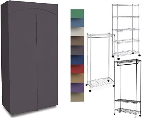 ClarUSA Premium Cotton-Canvas Cover 18x36x68 fits an Existing Garment/Shelf Unit (not Included) Gray